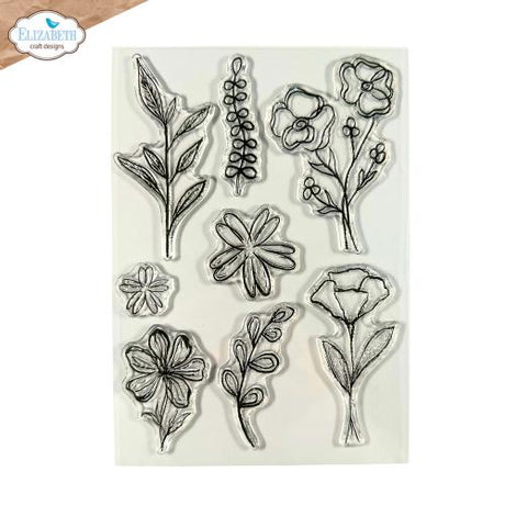 Elizabeth Craft Designs Hello You! Stamp and Die Set Flower Scribbles (CSD441)