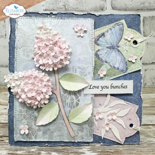 Elizabeth Craft Designs Beautiful Blooms Die Stitched Rectangles and Labels by Paper Flowers (2349)