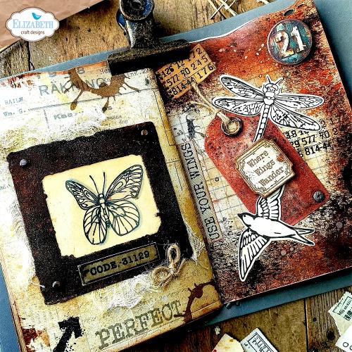Elizabeth Craft Designs Beautifully Worn Stamp and Die Set Set Where Wings Wander by Devid Roodenburg (CSD456)