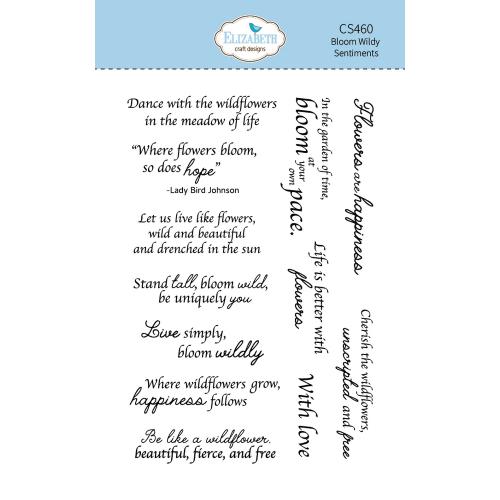 Elizabeth Craft Designs Bloom Wildly Stamps Bloom Wildy Sentiments by Paper Flowers (CS460)