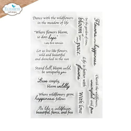 Elizabeth Craft Designs Bloom Wildly Stamps Bloom Wildy Sentiments by Paper Flowers (CS460)