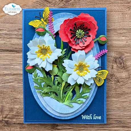 Elizabeth Craft Designs Bloom Wildly Die Stitched Ovals by Paper Flowers (2381)