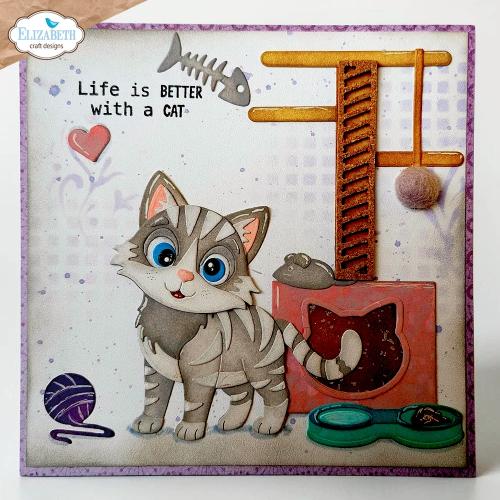 Elizabeth Craft Designs Meet the Cats Die Cat Scratching Post by Cute & Whimsical (2373)