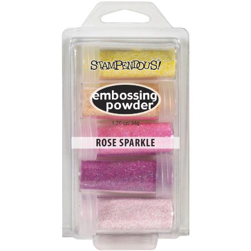 Stampendous Embossing Powder 5/Pkg 1.2oz-Rose Sparkle