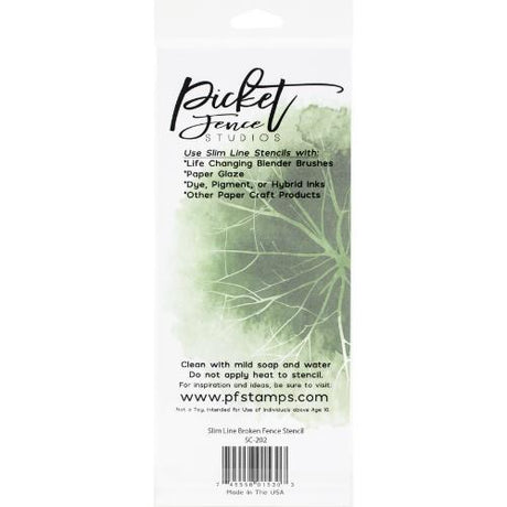 Picket Fence Studios - SC-202 Slim Line Broken Fence Stencil