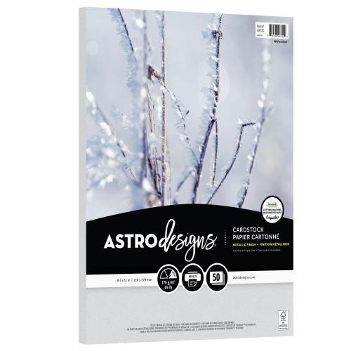 Neenah Astrodesigns 65lb Metallic Cardstock 8.5"X11" 50/Pkg Metallic White Silver