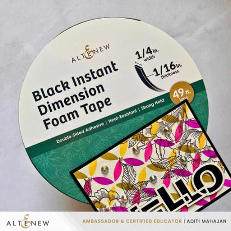 Altenew - Black Instant Dimension Foam Tape - 1/16'' x 1/4'' x 15m - Postage as per Actual