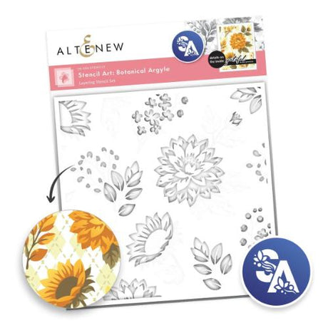 Altenew - Stencil Art: Botanical Argyle & Add-on Die Bundle - Postage as per Actual