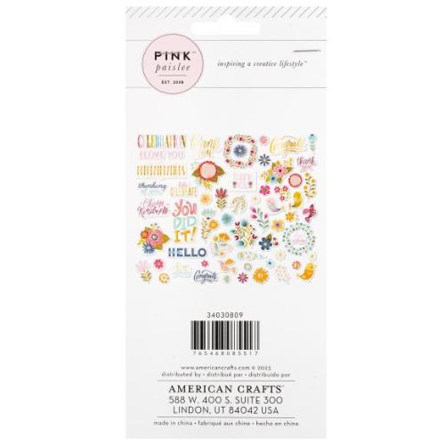 Memory Place Pink Paislee Joyful Notes Ephemera Die-Cuts 61/Pkg Vellum And Gold Foil Icons