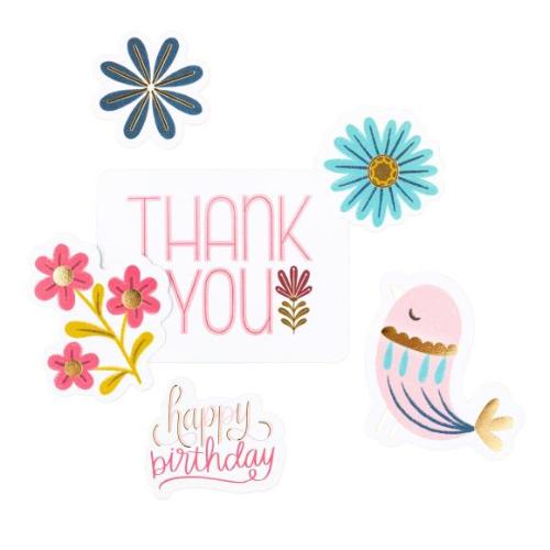 Memory Place Pink Paislee Joyful Notes Ephemera Die-Cuts 61/Pkg Vellum And Gold Foil Icons