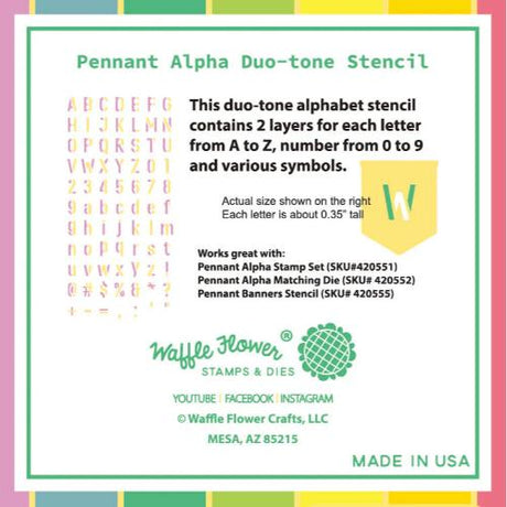 Waffleflower - Pennant Alpha Duo-tone Stencil #420553