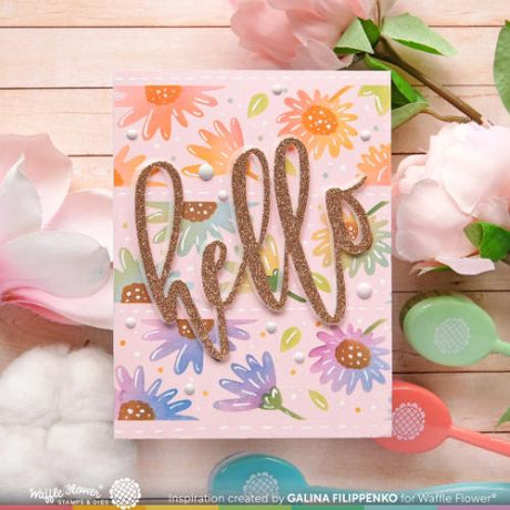 Waffle Flower - Round Floral Bookmark Duo Stencil