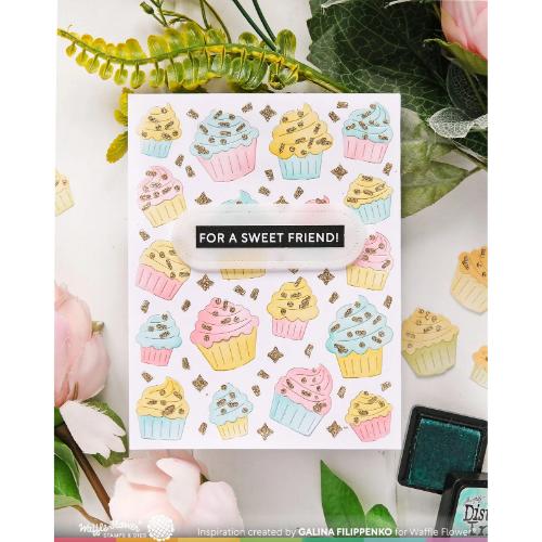 Waffle Flower - Cupcake Background Coloring Stencil