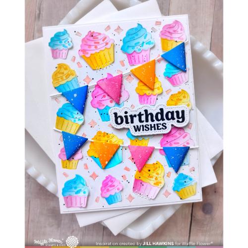 Waffle Flower - Cupcake Background Coloring Stencil