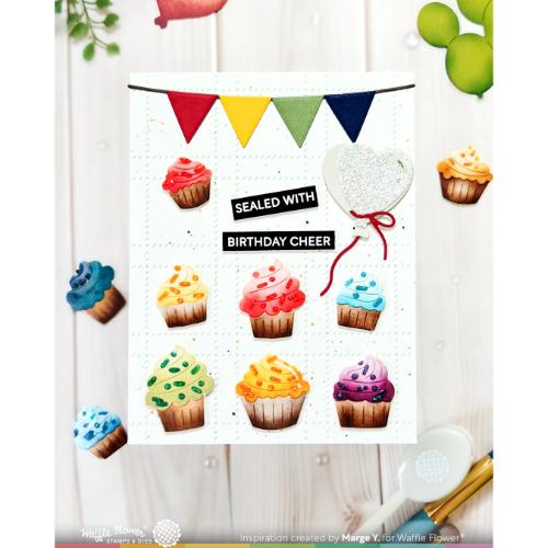Waffle Flower - Cupcake Background Coloring Stencil