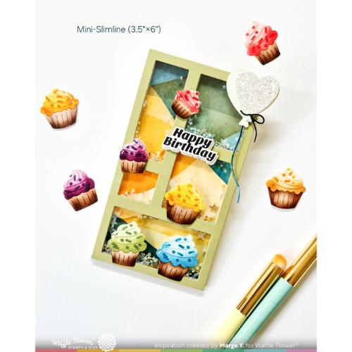 Waffle Flower - Cupcake Background Coloring Stencil