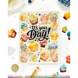 Waffle Flower - Cupcake Background Coloring Stencil