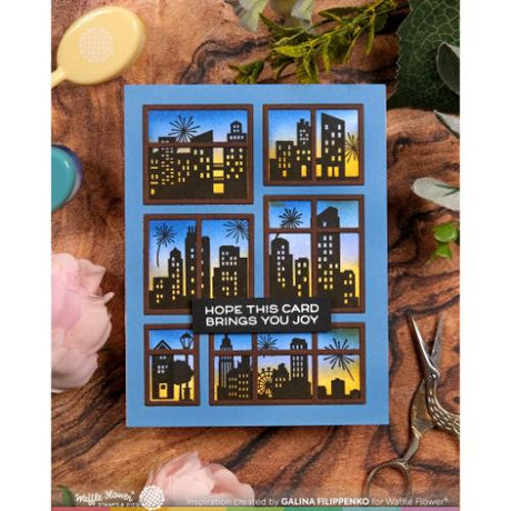 Waffle Flower - Postage Collage City Sunset Stamp Set