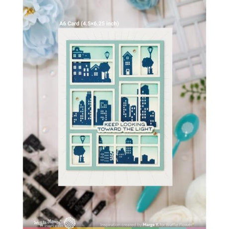 Waffle Flower - Postage Collage City Sunset Stamp Set