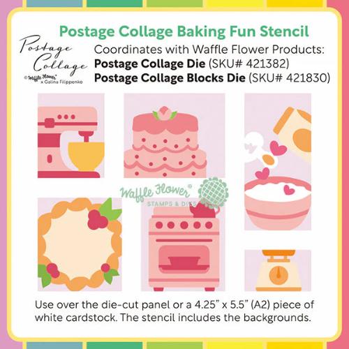 Waffle Flower - Postage Collage Baking Fun Stencil