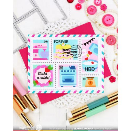 Waffle Flower - Postage Collage Piped Letters Stamp Set
