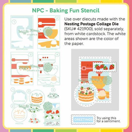 Waffle Flower - Nesting Postage Collage Baking Fun Stencil