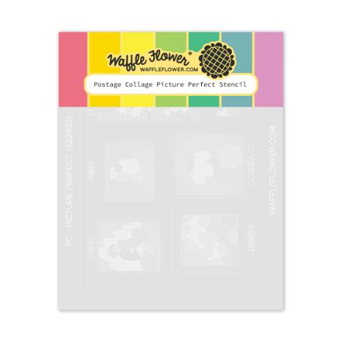 Waffle Flower - Postage Collage Picture Perfect Stencil