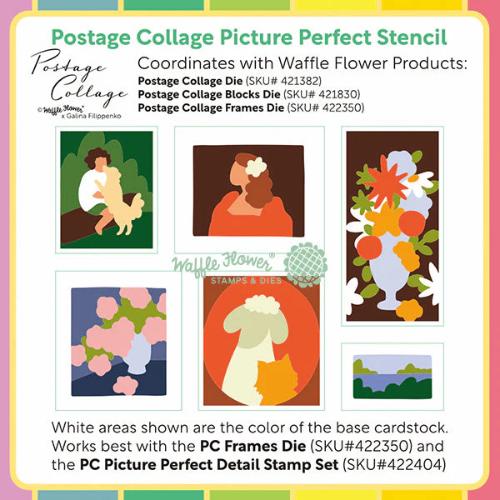Waffle Flower - Postage Collage Picture Perfect Stencil