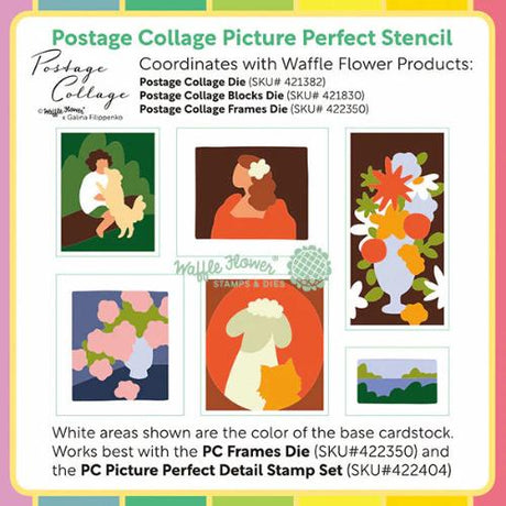 Waffle Flower - Postage Collage Picture Perfect Stencil