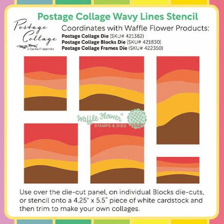 Waffle Flower - Postage Collage Wavy Lines Stencil