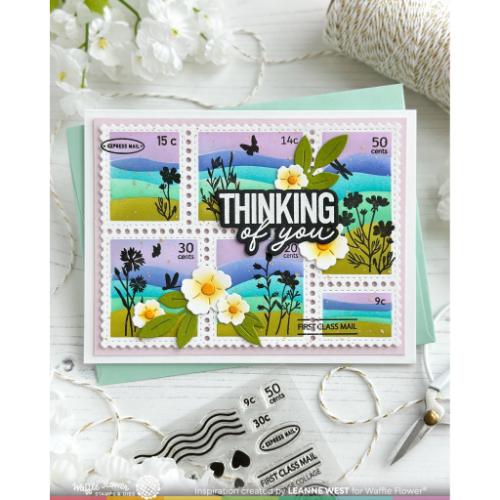 Waffle Flower - Postage Collage Wavy Lines Stencil