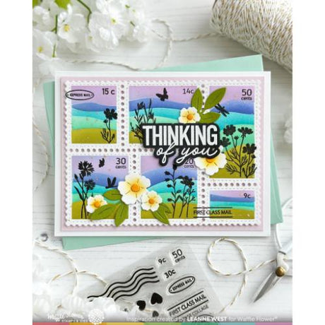 Waffle Flower - Postage Collage Wavy Lines Stencil