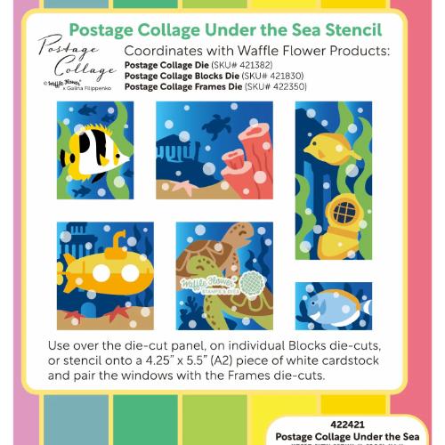 Waffle Flower - Postage Collage Under the Sea Stencil