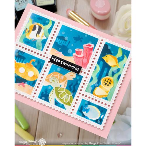 Waffle Flower - Postage Collage Under the Sea Stencil