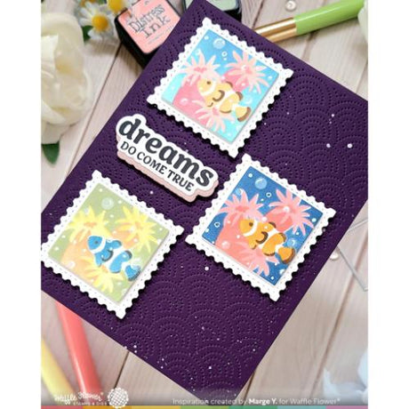 Waffle Flower - Square Postage - Coral Stencil