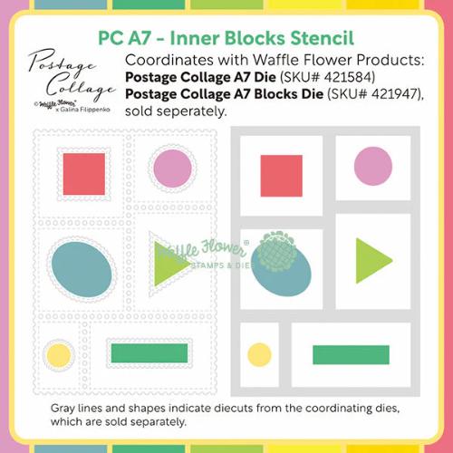 Waffle Flower - Postage Collage A7 Inner Blocks Stencil