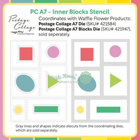 Waffle Flower - Postage Collage A7 Inner Blocks Stencil