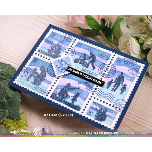 Waffle Flower - Postage Collage A7 Inner Blocks Stencil