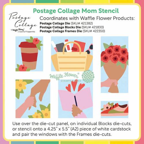 Waffle Flower - Postage Collage Mom Stencil