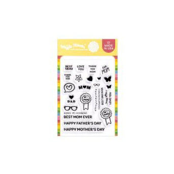 Waffle Flower - Postage Collage Mom & Dad Details Stamp Set