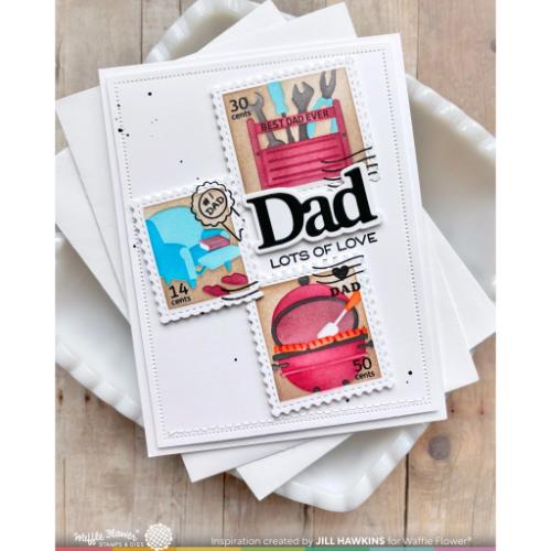 Waffle Flower - Postage Collage Mom & Dad Details Stamp Set