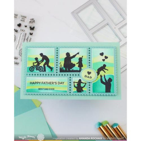 Waffle Flower - Postage Collage Dad Silhouettes Stamp Set