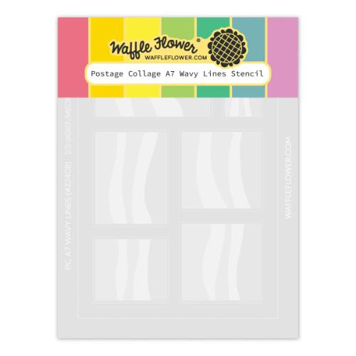 Waffle Flower - Postage Collage A7 Wavy Lines Stencil