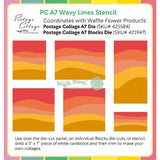 Waffle Flower - Postage Collage A7 Wavy Lines Stencil