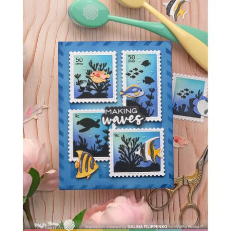 Waffle Flower - Postage Collage Coral Reef Silhouettes Stamp Set