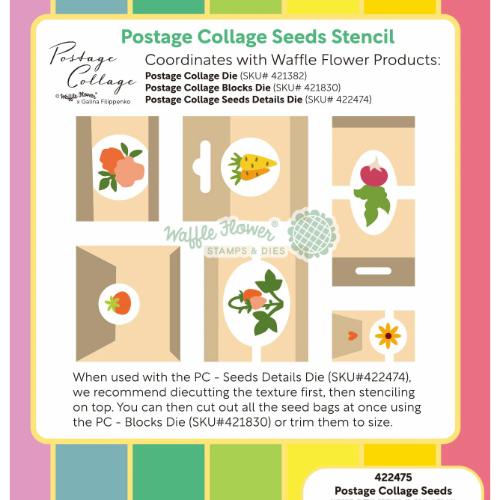 Waffle Flower - Postage Collage Seeds Stencil