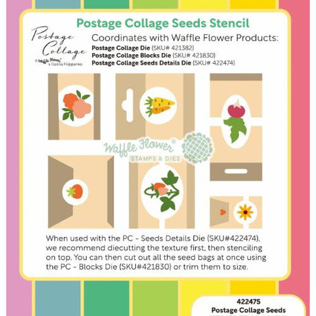 Waffle Flower - Postage Collage Seeds Stencil