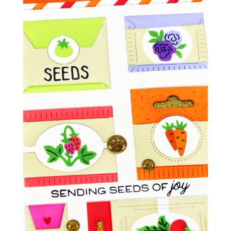 Waffle Flower - Postage Collage Seeds Details Stamp Set