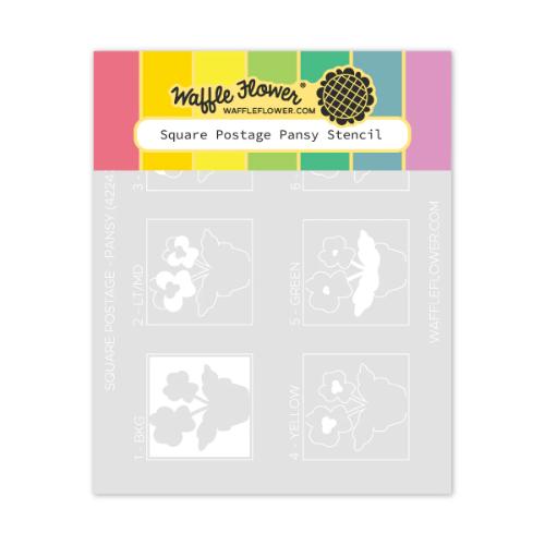 Waffle Flower - Square Postage - Pansy Stencil