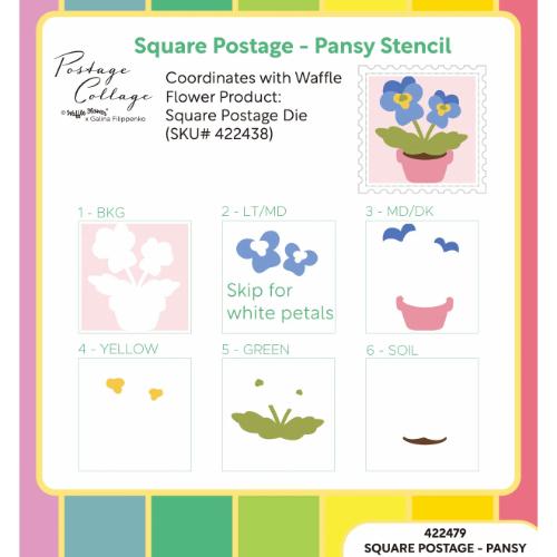 Waffle Flower - Square Postage - Pansy Stencil